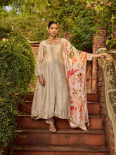 Neck Work Art Silk Kurta With Pant & Printed Dupatta